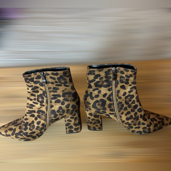 Public Desire Empire Pointed Ankle Boots Brown Black Leopard Western Print Sz 6 - Picture 7 of 9